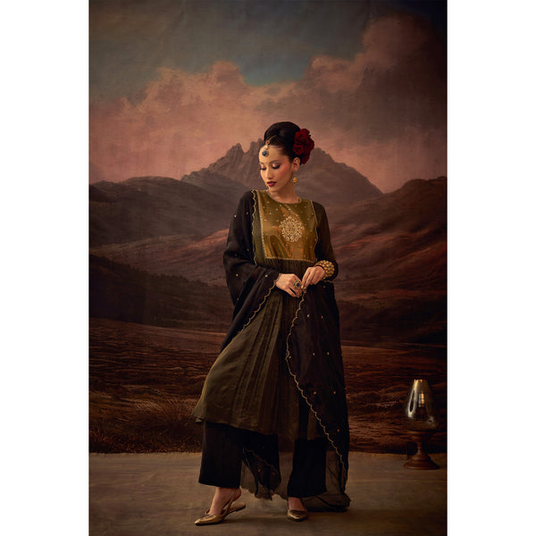 Aurelia Tissue Silk Embroidered Kurta Set with Dupatta