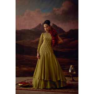 Elara One-Shoulder Jacquard Organza Evening Gown