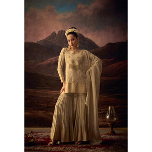 Meher – Viscose Jacquard Embroidered Kurta & Sharara Set