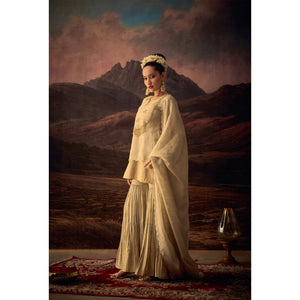 Meher – Viscose Jacquard Embroidered Kurta & Sharara Set