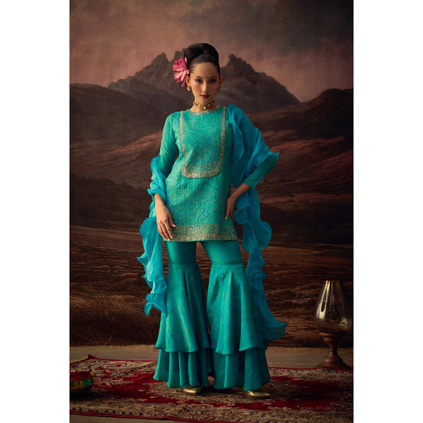 Neel Aabha – Viscose Silk Embellished Sharara Set