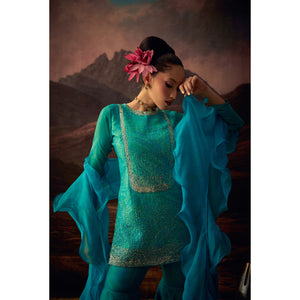 Neel Aabha – Viscose Silk Embellished Sharara Set