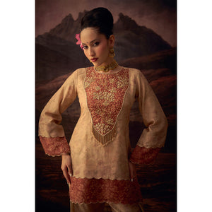 Mehrang – Tissue Jacquard Kurta with Farsi Salwar & Dupatta