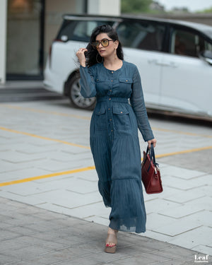 Twilight Grace – Mul Chanderi Shirt Dress