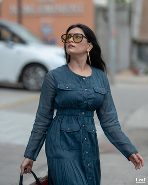 Twilight Grace – Mul Chanderi Shirt Dress