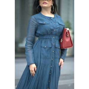 Twilight Grace – Pure Mul Chanderi Shirt Dress