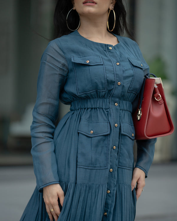Twilight Grace – Mul Chanderi Shirt Dress