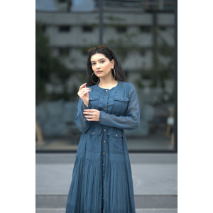Twilight Grace – Pure Mul Chanderi Shirt Dress
