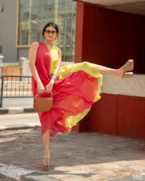 Sunlit Bloom – Pure Mul Chanderi Dress
