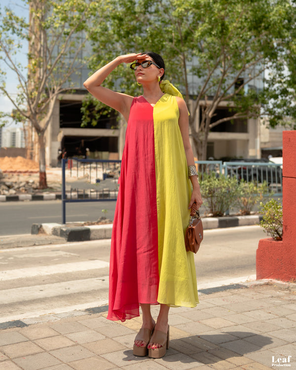 Sunlit Bloom – Pure Mul Chanderi Dress