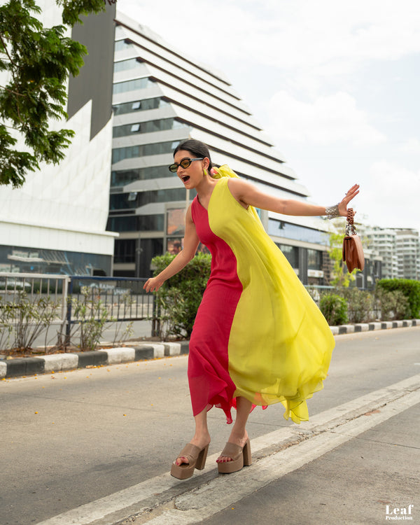 Sunlit Bloom – Pure Mul Chanderi Dress