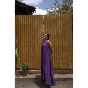 Royal Amethyst – Pure Mul Chanderi A-Line Dress