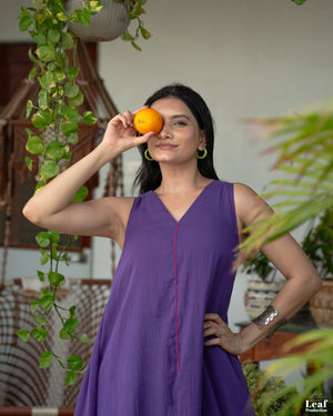 Royal Amethyst – Mul Chanderi A-Line Dress