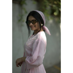 Blush Whisper – Pure Mul Chanderi Embroidered Dress