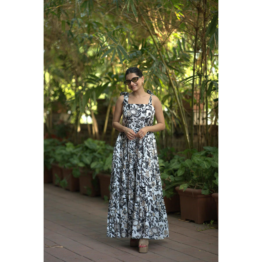 Moonlit Meadow Mul Cotton Maxi Dress