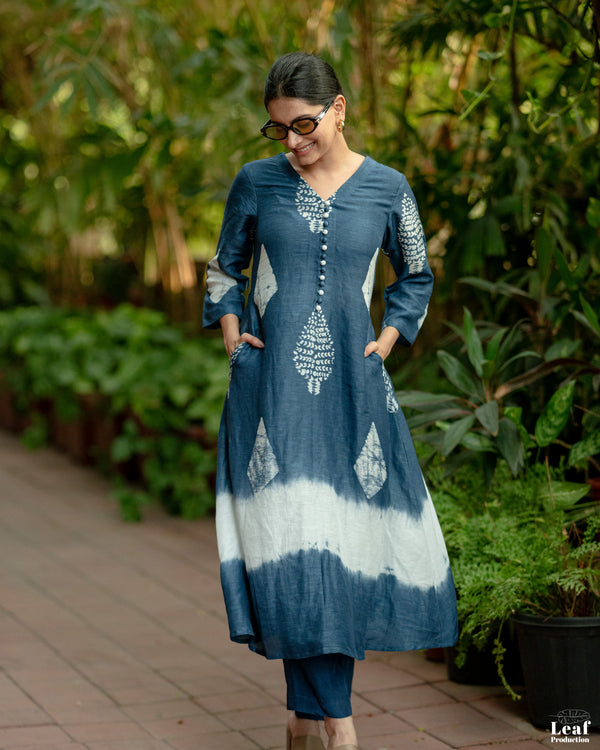 Indigo Tide Block Printed Linen Co-ord Set