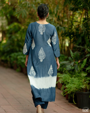 Indigo Tide Block Printed Linen Co-ord Set