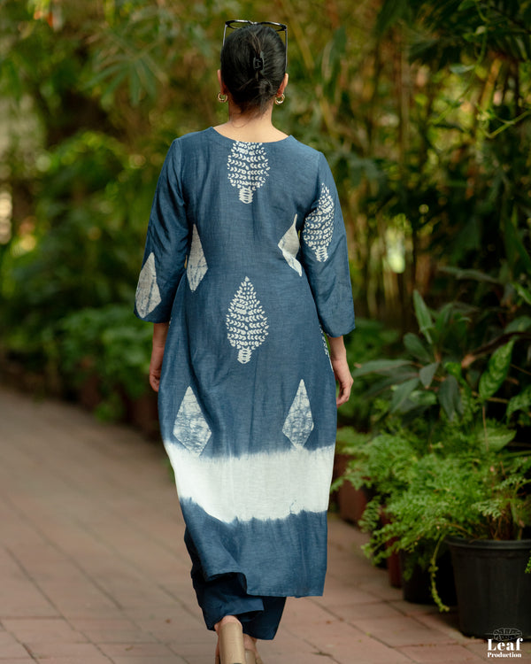 Indigo Tide Block Printed Linen Co-ord Set