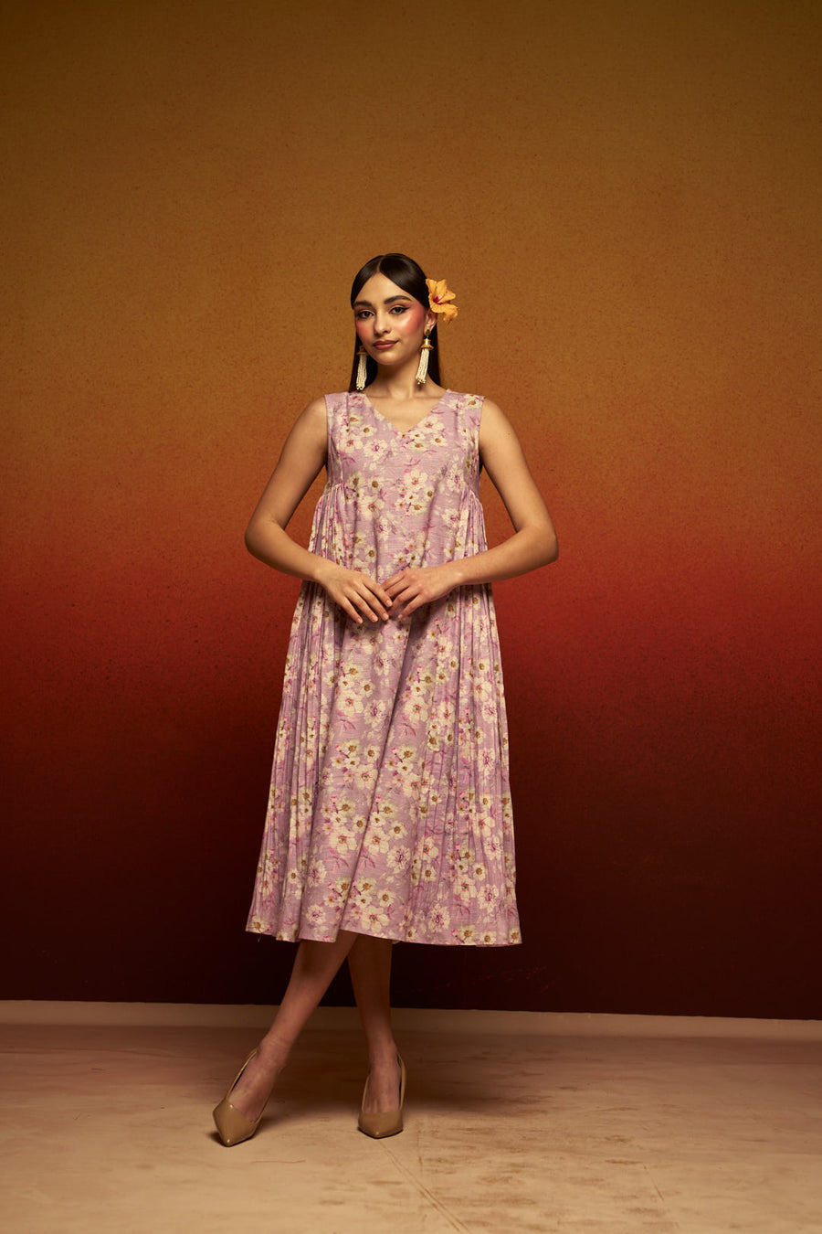 Refined Cotton Linen Midi Dress – Effortless Comfort with Modern Elegance